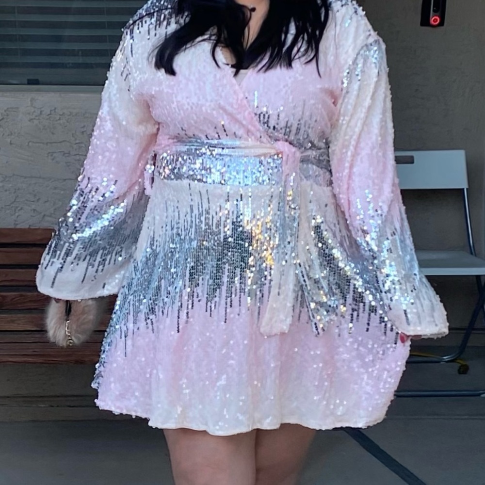 Pink & Silver Sequin Dress